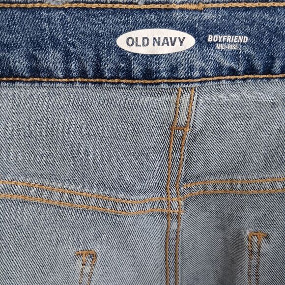 OLD NAVY Women’s Distressed Ripped Torn Midrise Boyfriend Jeans Blue Size 16 - Picture 5 of 9